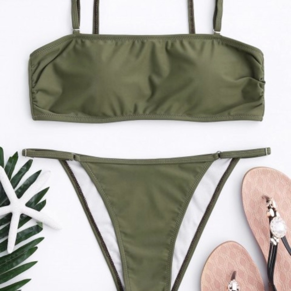 Zaful Bandeau bikini top and Tanga bottoms.